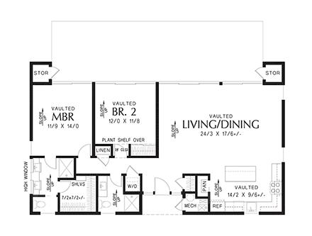 Contemporary, Modern House Plan 83534 with 2 Beds, 2 Baths First Level Plan