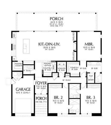 Contemporary, Modern House Plan 83540 with 3 Beds, 4 Baths, 1 Car Garage First Level Plan