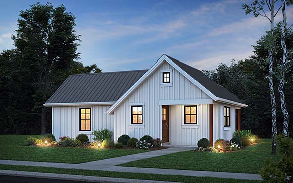 Cottage, Farmhouse, Ranch House Plan 83542 with 1 Beds, 1 Baths Elevation