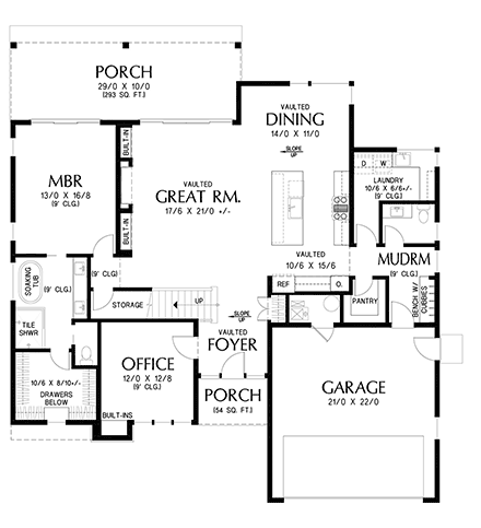 Contemporary House Plan 83546 with 3 Beds, 3 Baths, 2 Car Garage First Level Plan