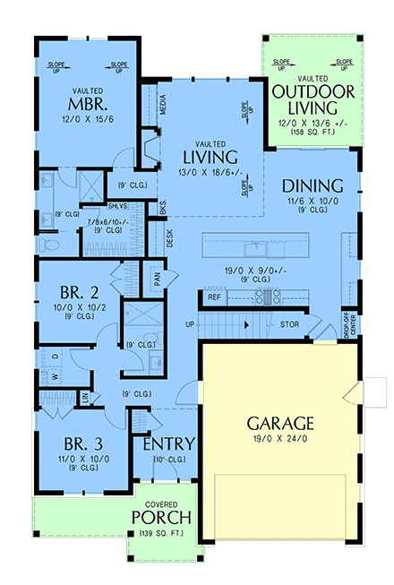 Country, Craftsman, Farmhouse, New American, Traditional House Plan 83547 with 3 Beds, 2 Baths, 2 Car Garage First Level Plan