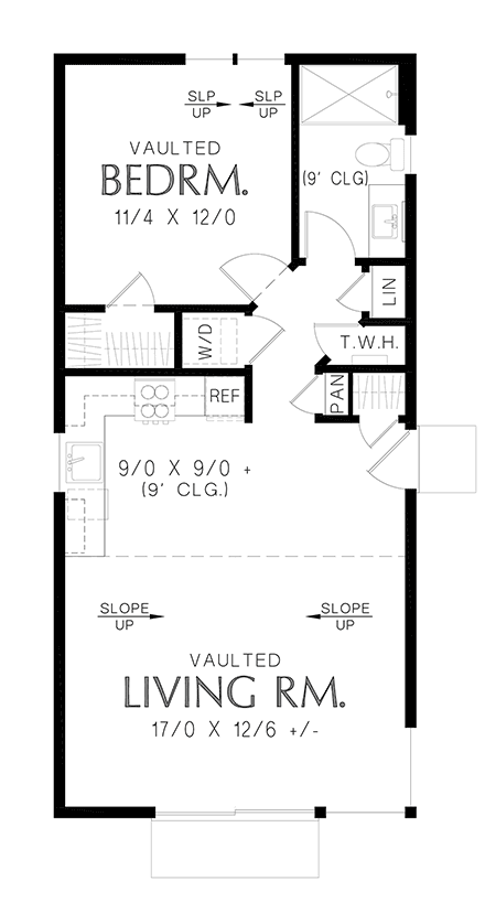 House Plan 83549 - Ranch Style with 684 Sq Ft, 1 Bed, 1 Bath