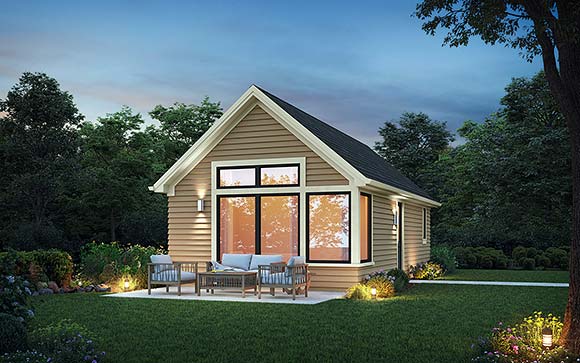 Cottage, Ranch House Plan 83549 with 1 Beds, 1 Baths Elevation