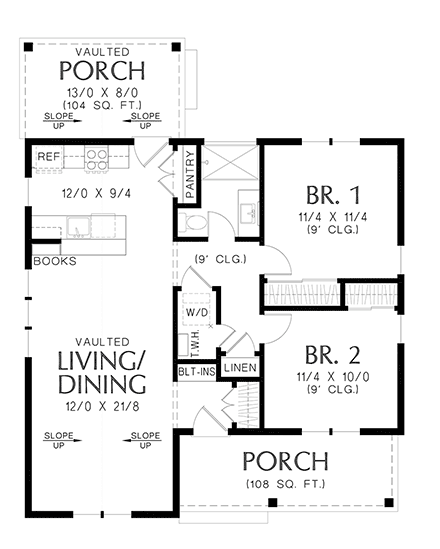 Cottage, Country, Farmhouse, Traditional House Plan 83550 with 2 Beds, 1 Baths First Level Plan