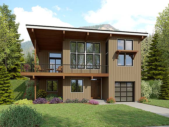 Contemporary, Modern House Plan 83554 with 3 Beds, 3 Baths, 1 Car Garage Elevation