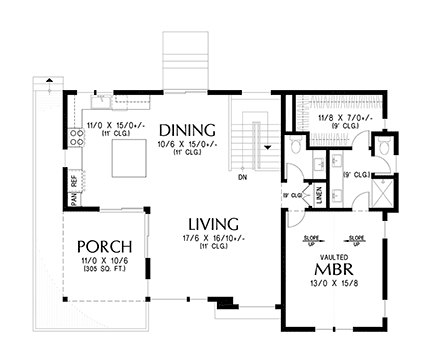 Contemporary House Plan 83555 with 3 Beds, 3 Baths, 1 Car Garage First Level Plan