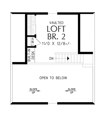 Cottage, Country, Craftsman, Farmhouse House Plan 83558 with 2 Beds, 1 Baths Second Level Plan
