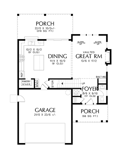 Cottage, Country, Farmhouse House Plan 83565 with 3 Beds, 3 Baths, 2 Car Garage First Level Plan