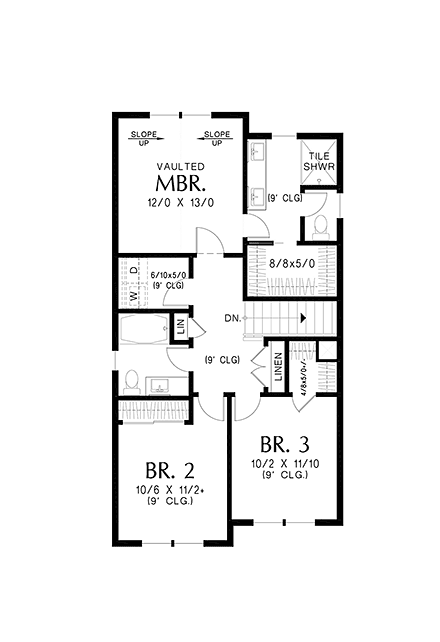 Cottage, Country, Farmhouse House Plan 83565 with 3 Beds, 3 Baths, 2 Car Garage Second Level Plan