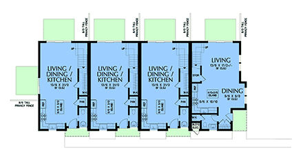 Contemporary, Modern Multi-Family Plan 83577 with 8 Beds, 9 Baths First Level Plan