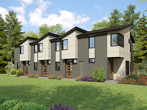Contemporary, Modern Multi-Family Plan 83577 with 8 Beds, 9 Baths Elevation