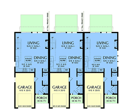 Contemporary, Modern Multi-Family Plan 83578 with 9 Beds, 9 Baths, 3 Car Garage First Level Plan