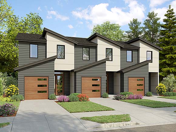 Contemporary, Modern Multi-Family Plan 83578 with 9 Beds, 9 Baths, 3 Car Garage Elevation