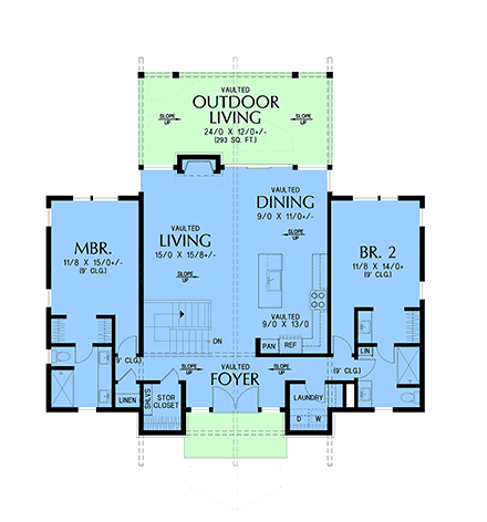 Contemporary, Ranch House Plan 83580 with 4 Beds, 4 Baths First Level Plan