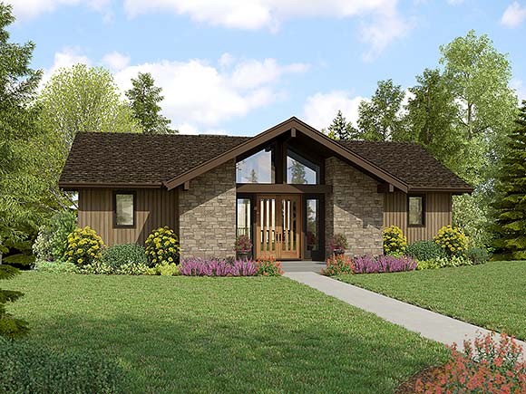 Contemporary, Ranch House Plan 83580 with 4 Beds, 4 Baths Elevation