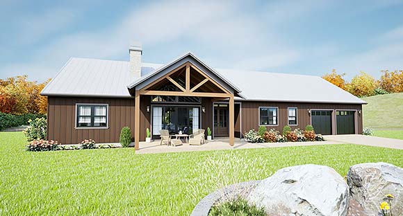 Cottage, Farmhouse, Ranch House Plan 83588 with 3 Beds, 3 Baths, 3 Car Garage Elevation
