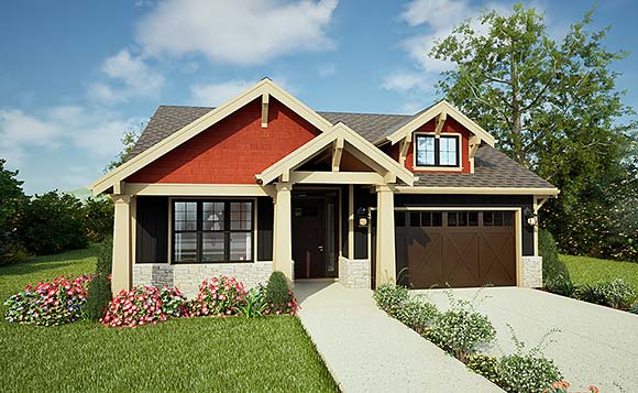 Cottage, Craftsman, Ranch House Plan 83594 with 3 Beds, 2 Baths, 2 Car Garage Elevation