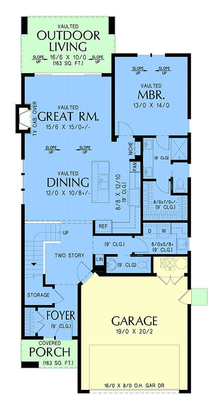 Contemporary, Modern House Plan 83595 with 3 Beds, 3 Baths, 2 Car Garage First Level Plan