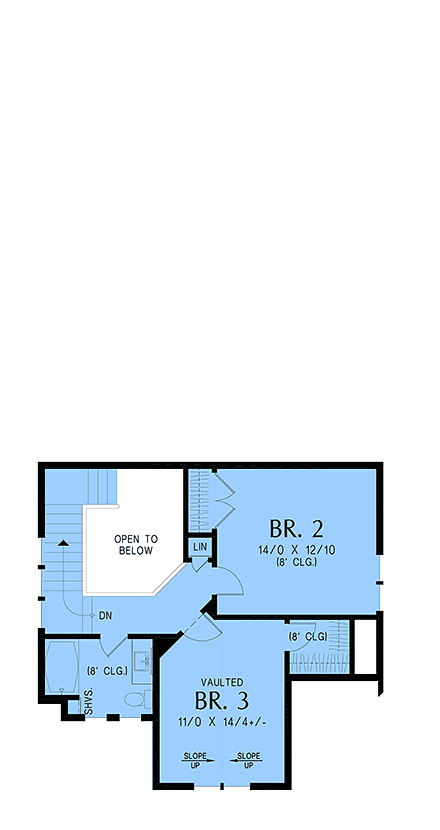 Contemporary, Modern House Plan 83595 with 3 Beds, 3 Baths, 2 Car Garage Second Level Plan