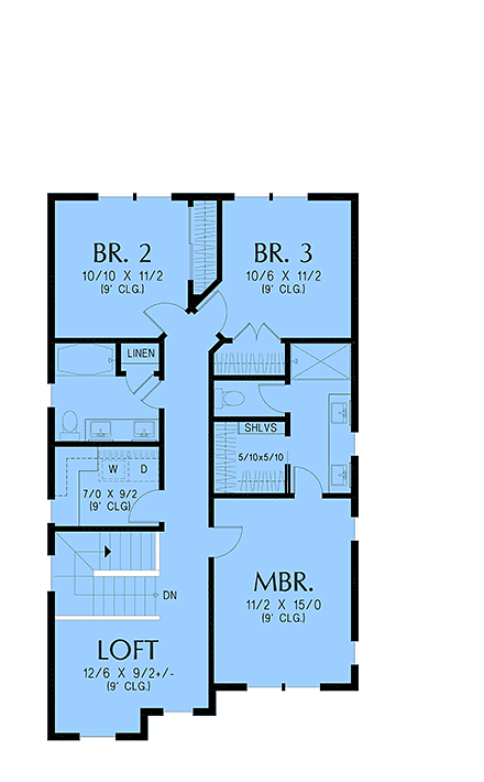 Contemporary, Country, Farmhouse House Plan 83597 with 3 Beds, 3 Baths, 1 Car Garage Second Level Plan