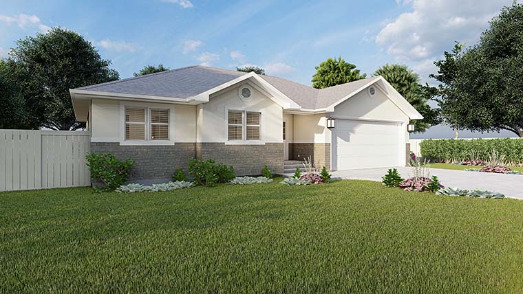 Country, Ranch, Traditional Plan with 1252 Sq. Ft., 3 Bedrooms, 2 Bathrooms, 2 Car Garage Picture 6
