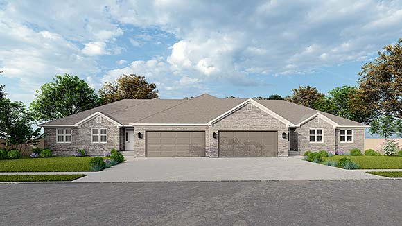 Country, Ranch, Traditional Multi-Family Plan 83606 with 6 Beds, 4 Baths, 4 Car Garage Elevation