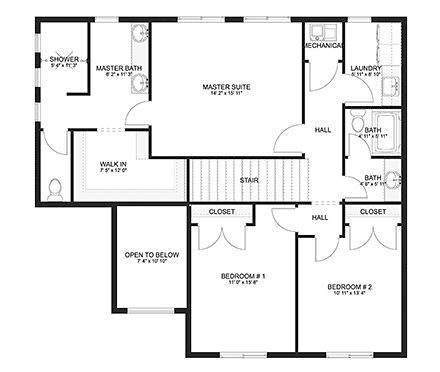 Country, Farmhouse, New American, Traditional House Plan 83613 with 3 Beds, 3 Baths, 3 Car Garage Second Level Plan