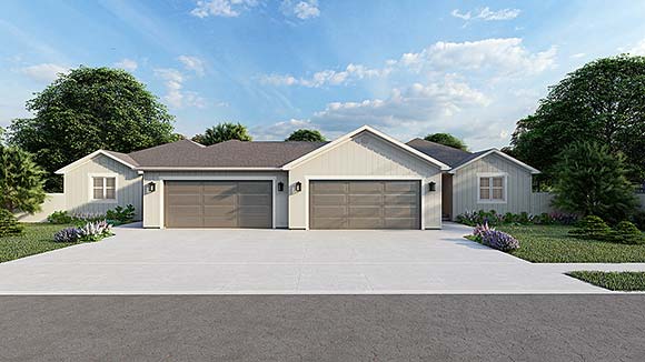 Country, Ranch, Traditional Multi-Family Plan 83620 with 6 Beds, 4 Baths, 4 Car Garage Elevation