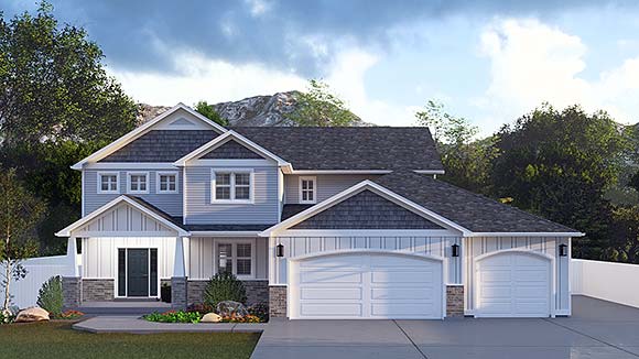Craftsman, Traditional House Plan 83621 with 5 Beds, 5 Baths, 3 Car Garage Elevation