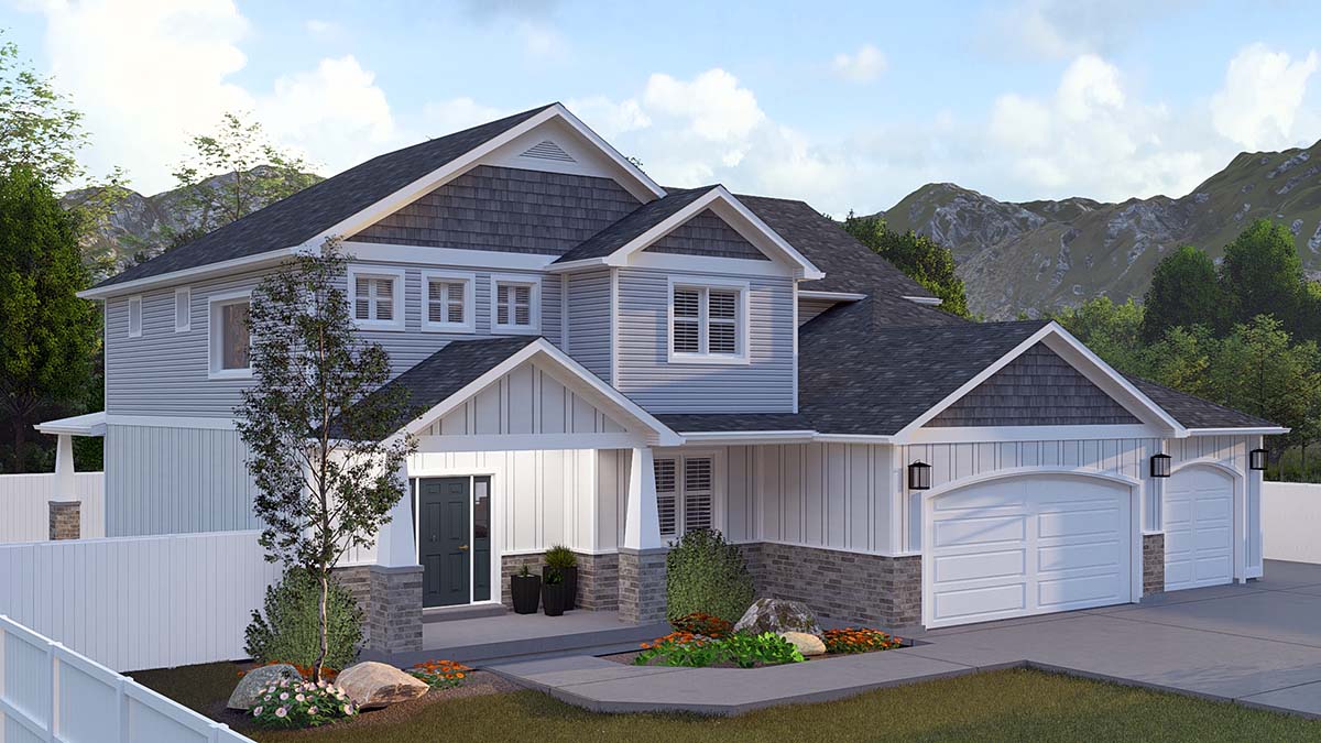 Craftsman, Traditional Plan with 3863 Sq. Ft., 5 Bedrooms, 5 Bathrooms, 3 Car Garage Picture 3