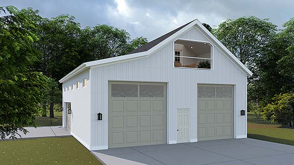 Country, Farmhouse 4 Car Garage Plan 83634 Elevation