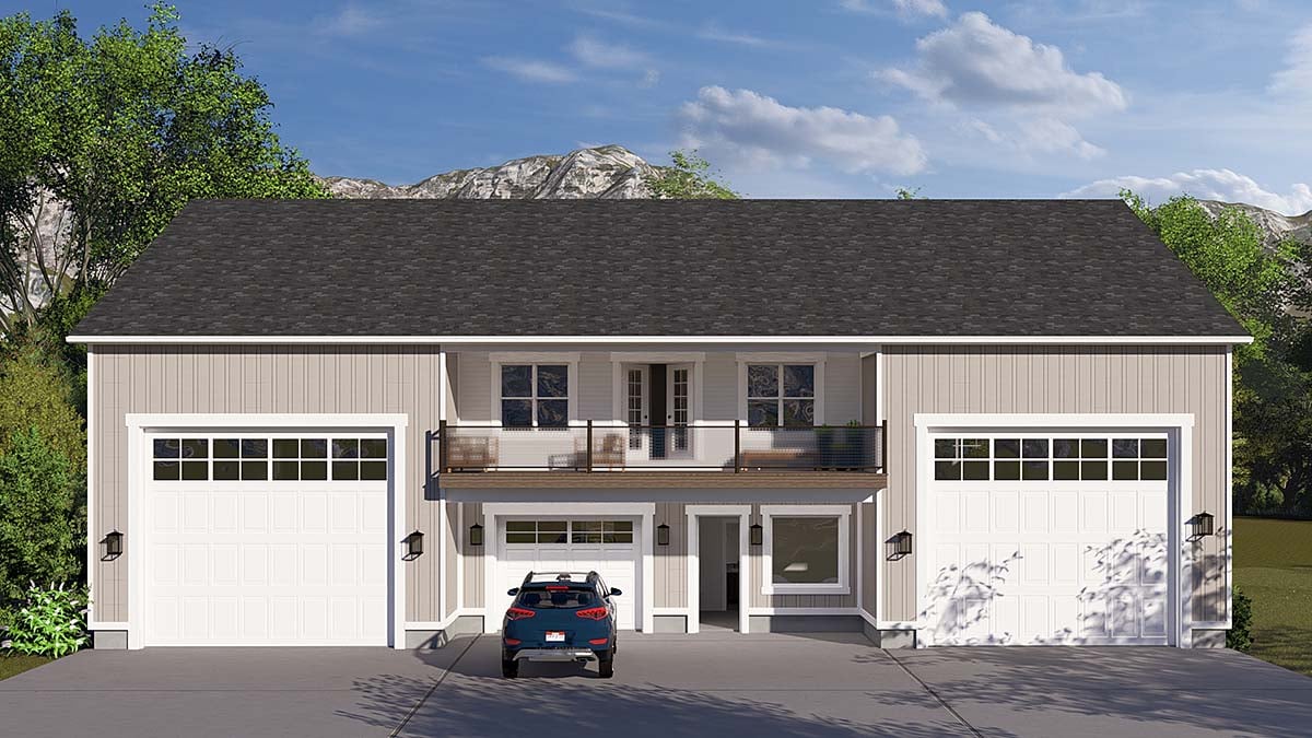 Contemporary, Traditional Plan with 1376 Sq. Ft., 1 Bedrooms, 3 Bathrooms, 5 Car Garage Elevation