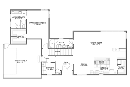 Contemporary, Modern House Plan 83640 with 4 Beds, 4 Baths, 2 Car Garage First Level Plan