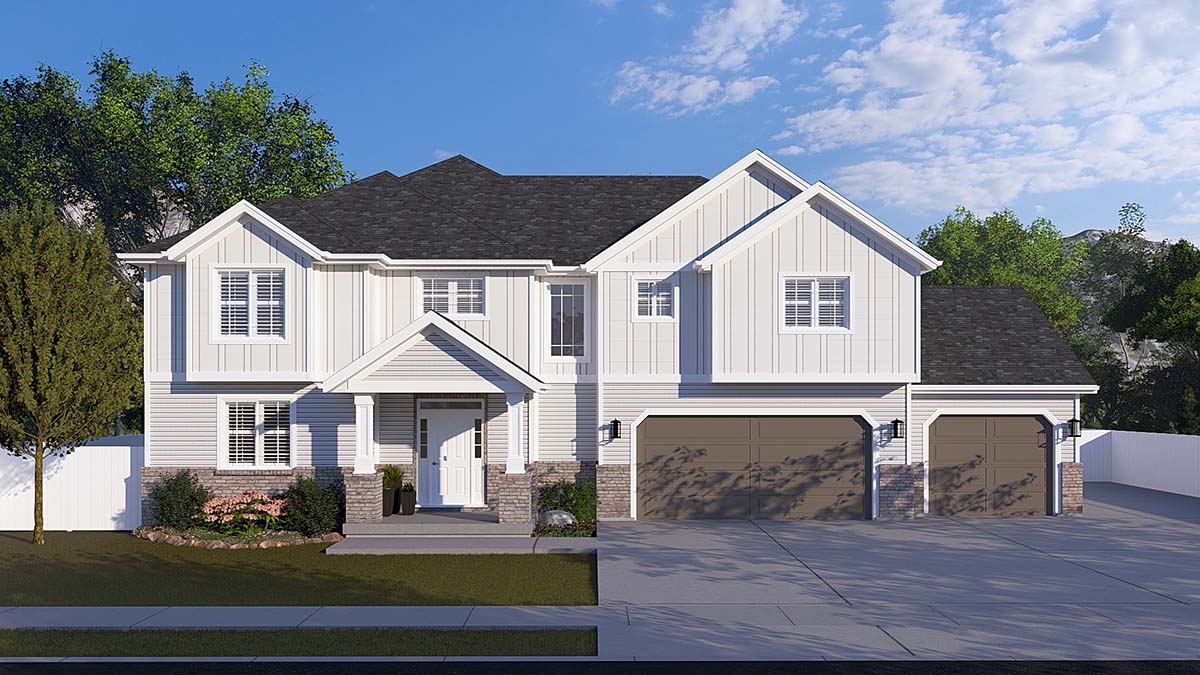 Craftsman, Traditional Plan with 3136 Sq. Ft., 4 Bedrooms, 4 Bathrooms, 3 Car Garage Elevation