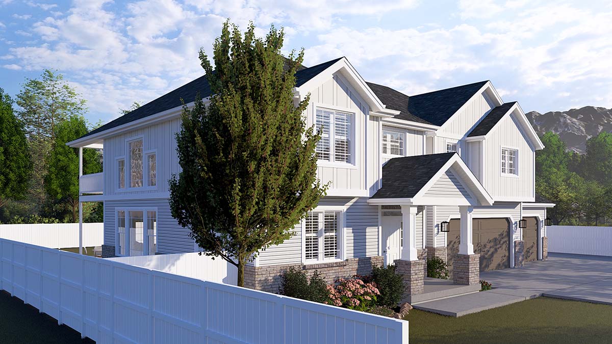 Craftsman, Traditional Plan with 3136 Sq. Ft., 4 Bedrooms, 4 Bathrooms, 3 Car Garage Picture 3