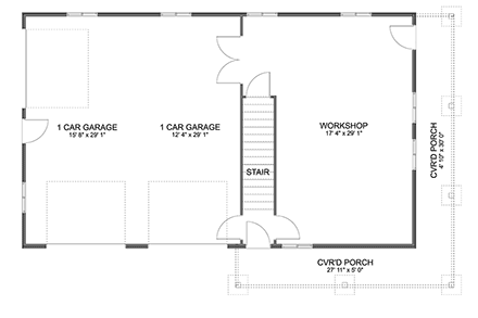 Barndominium House Plan 83646 with 2 Beds, 2 Baths, 3 Car Garage First Level Plan