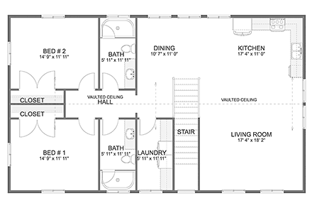 Barndominium House Plan 83646 with 2 Beds, 2 Baths, 3 Car Garage Second Level Plan