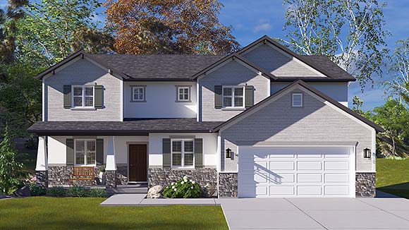 Country, Craftsman, Traditional House Plan 83650 with 5 Beds, 4 Baths, 2 Car Garage Elevation