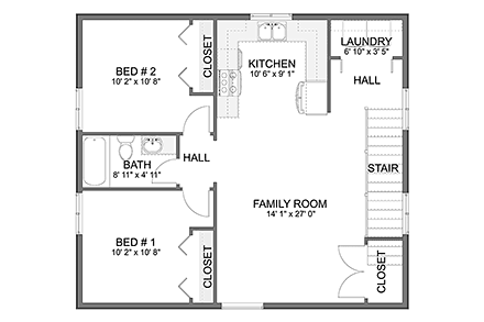 Craftsman, Traditional Garage-Living Plan 83658 with 2 Beds, 2 Baths, 2 Car Garage Second Level Plan
