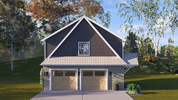 Craftsman, Traditional Garage-Living Plan 83658 with 2 Beds, 2 Baths, 2 Car Garage Elevation