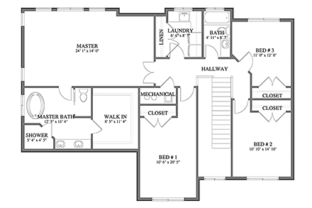 Country, Traditional House Plan 83663 with 4 Beds, 3 Baths, 3 Car Garage Second Level Plan