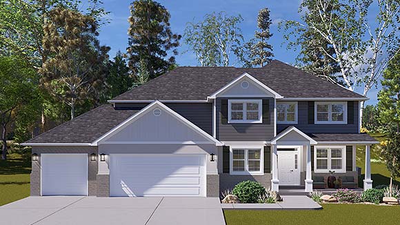 Country, Traditional House Plan 83663 with 4 Beds, 3 Baths, 3 Car Garage Elevation