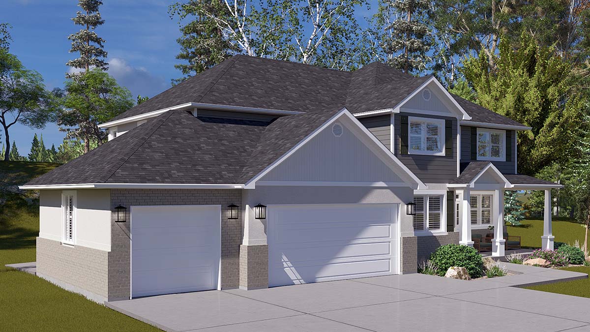Country, Traditional Plan with 2789 Sq. Ft., 4 Bedrooms, 3 Bathrooms, 3 Car Garage Picture 3