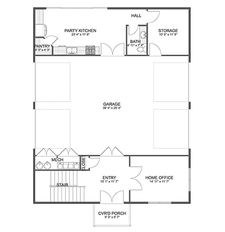 Barndominium House Plan 83668 with 3 Beds, 4 Baths, 4 Car Garage First Level Plan