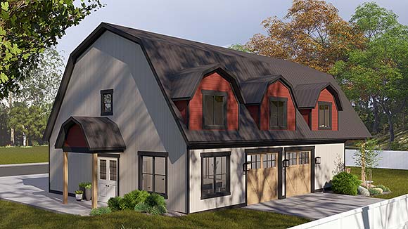 Barndominium House Plan 83668 with 3 Beds, 4 Baths, 4 Car Garage Elevation