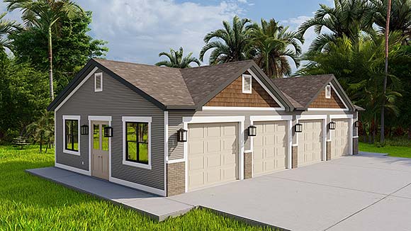 Traditional 4 Car Garage Plan 83670 Elevation