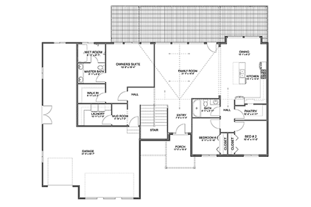 Country, Craftsman, New American, Traditional House Plan 83679 with 3 Beds, 2 Baths, 3 Car Garage First Level Plan