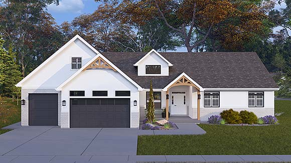 Country, Craftsman, New American, Traditional House Plan 83679 with 3 Beds, 2 Baths, 3 Car Garage Elevation