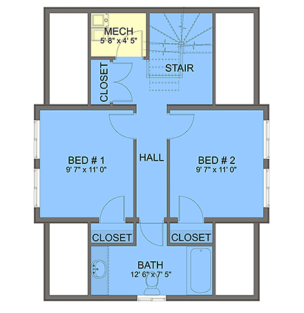 Country, Traditional House Plan 83680 with 3 Beds, 2 Baths Second Level Plan