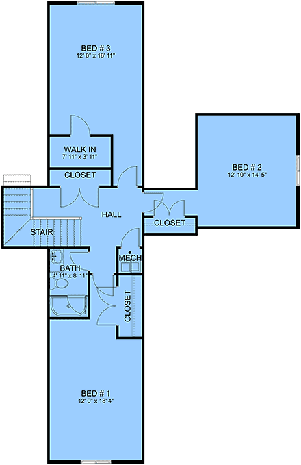 New American, Traditional House Plan 83683 with 5 Beds, 4 Baths, 3 Car Garage Second Level Plan
